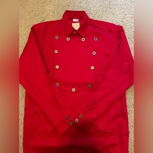 Mens Red Western Cavalry Bib Shirt
